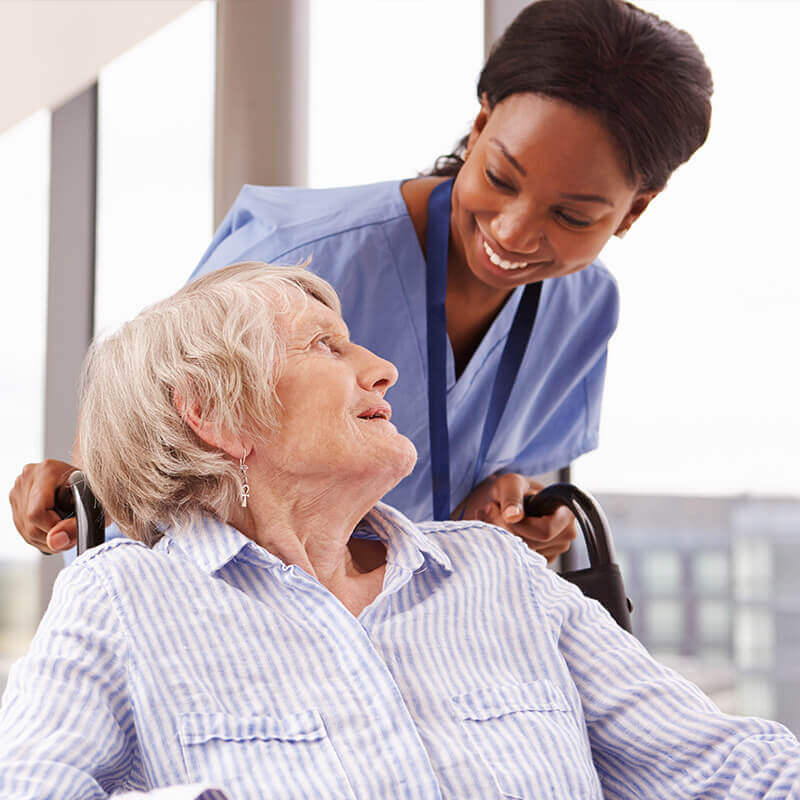 nurse with elderly wheelchair
